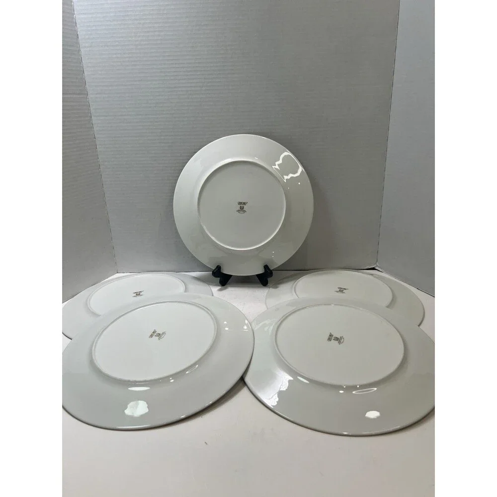 Lenox Oxford Annapolis Blue Bone China Gold Trim Dinner Plate Set Of 5